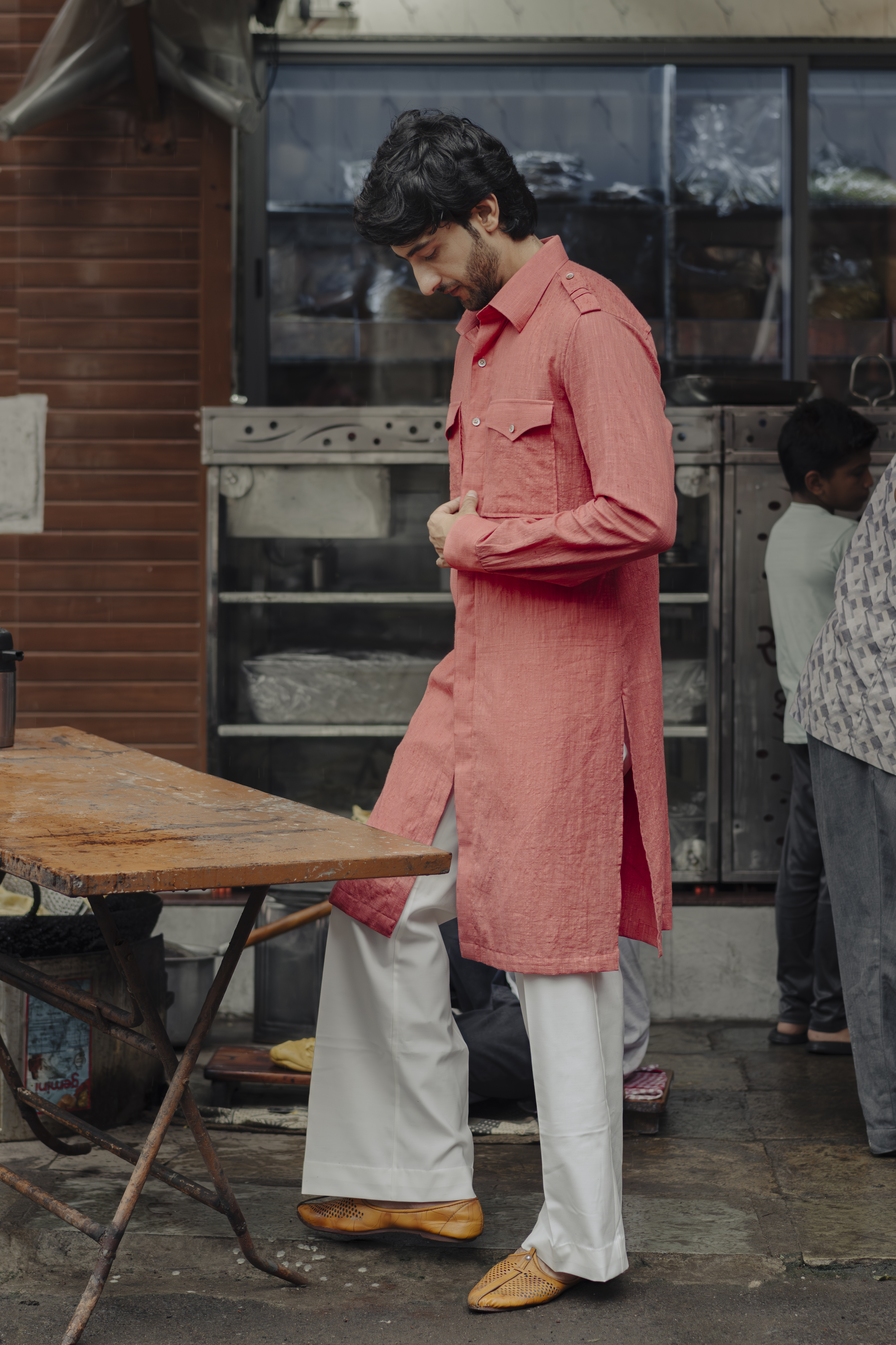 Red Constructed kurta
